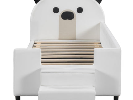 Upholstered Daybed With Bear Shaped Headboard, Hydraulic System And Breathable Fence
