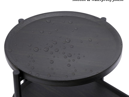 Round Coffee Table With Storage Tray 2 Tier Oval End Tables Wooden Small Side Table For Living Room
