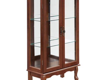 Curio Cabinet Lighted Curio Diapaly Cabinet With Adjustable Shelves And Mirrored Back Panel, Tempered Glass Doors (3 Tier), (E26 Light Bulb Not Included)