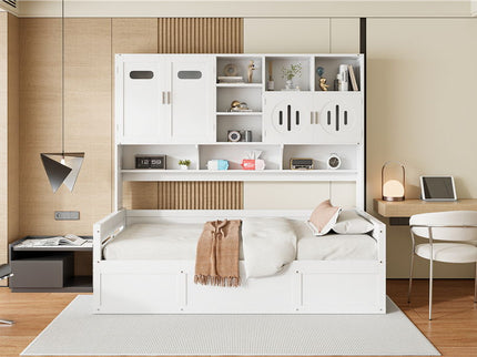 Daybed With All-In-One Cabinet And Shelf