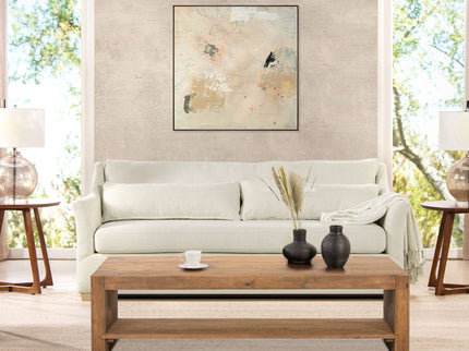 Ada - Flared Arm Contemporary Sofa With Lumbar Pillows - Flax White