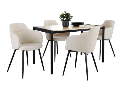 Fuji Boyne - 5 Piece Contemporary Dining Set - Black / Natural / Cream