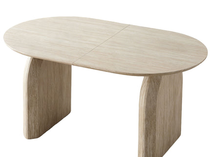 Oval Extendable Dining Table With Dual Pillar Design - Off White