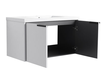 Contemporary Wall Mounted Bathroom Vanity With Resin Double Sink