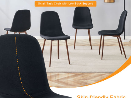 Luxury Simple Chair (Set of 4) Linen Cotton High Resilience Dining Chair With Metal Color Leg - Black / Walnut
