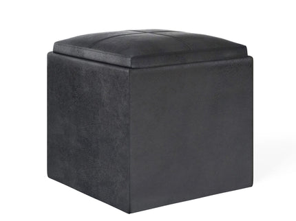 Rockwood - Upholstered Cube Storage Ottoman With Tray