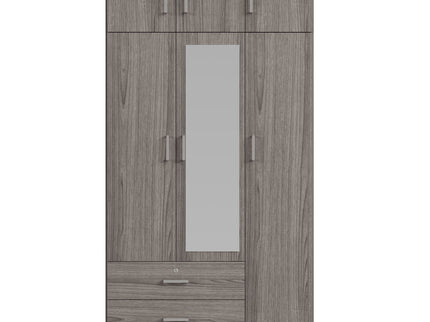 Modern 3 Door Mirror Wardrobe With 2 Drawers And Top Cabinet