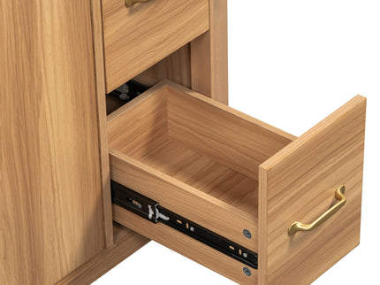 Bathroom Vanity, 2 Soft Close Doors, 3 Soft Close Drawers, Adjustable Shelf - Wood