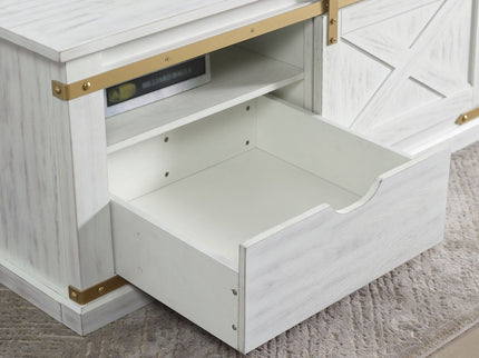 Coffee Table With Storage Drawer And Open Shelves - Antique White / Gold