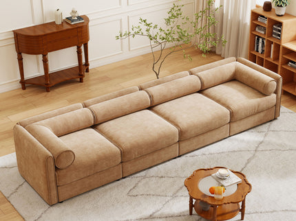 Stylish Sofa With Storage Seat And Cylindrical Backrest