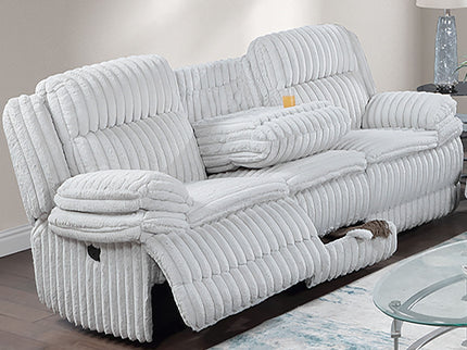 Motion Recliner Sofa With Fold-Down Table, Manual Recline, Charging Station & Cup Holders