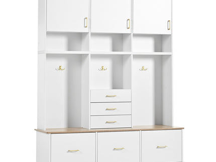 Entryway Hall Tree With Bench And Storage, 5 In 1 Coat Rack