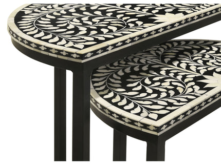 Allura - 2 Piece Demilune Nesting Table Set - Black