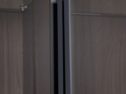 Modern Minimalist Tall Lighted Display Cabinet With Tempered Glass Door - Black / Dark Walnut