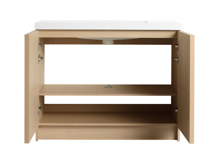 42" Freestanding Bathroom Vanity & Sink & 2 Soft Close Cabinet Doors - Oak / White