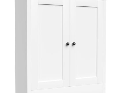 Bookcase Tall 5-Tier Adjustable Storage Shelf With Door Deep - White