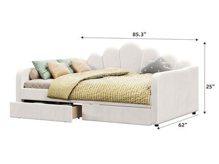 Shell Shaped Upholstered Daybed Frame With Slats