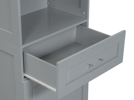 Tall Bathroom Cabinet With Tilt-Out Laundry Basket And Upper Storage