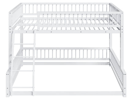 Bunk Bed Frame With Ladder And Safety Guardrails