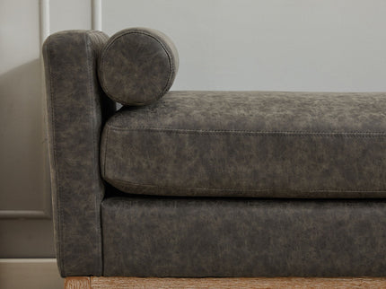 Elegant Upholstered Bench Daybed Ottoman With Bolster Pillows