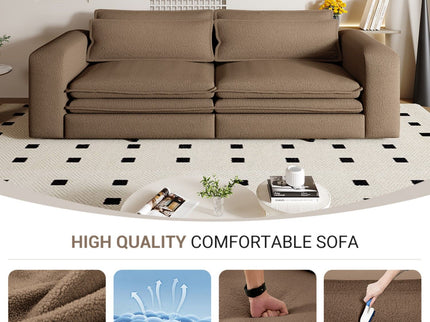 King Size Sleeper Pull Out Sofa Bed, 3 In 1 Convertible Chaise Lounge With 2 Pillows For Living Room - Camel