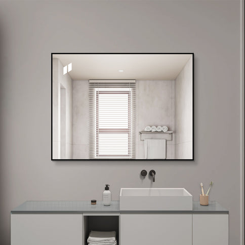 Framed Wall Mirror For Bathroom - Black