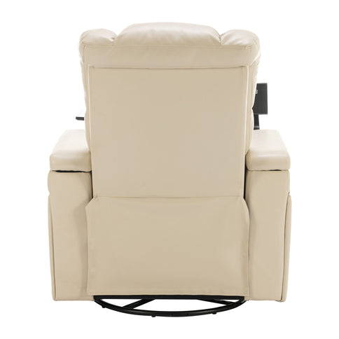 270 Degree Swivel Power Recliner With Tray Table, Phone Holder, Cup Holder, USB Port