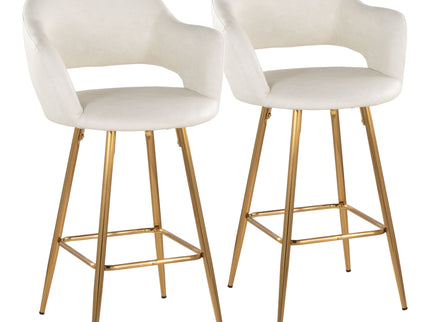 Margarite - Contemporary Fixed Height Counter Stool With Footrest (Set of 2) With Square