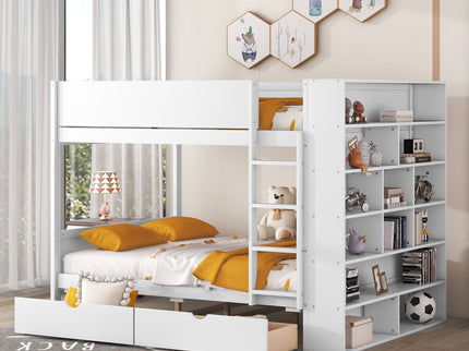 Bunk Bed With 2 Drawers And Multi Layer Cabinet