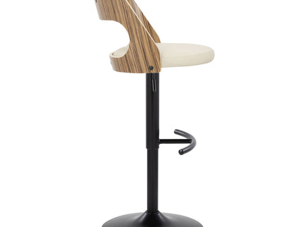 Cecina - Contemporary Adjustable Barstool With Swivel With Rounded T Footrest (Set of 2) - Black / Zebra / Cream