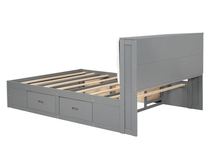 Platform Bed With Storage Headboard, Shoe Rack And 4 Drawers