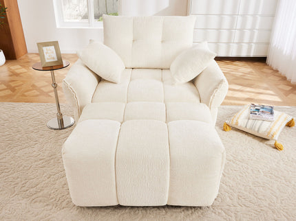 Ergonomic Single Seater Sofa With Ottoman, High Resilience Support Cushions