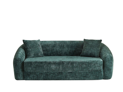Curved Convertible Sofa, 2 In 1 Fold Out Bed With Pull Out Base And Deep Seat