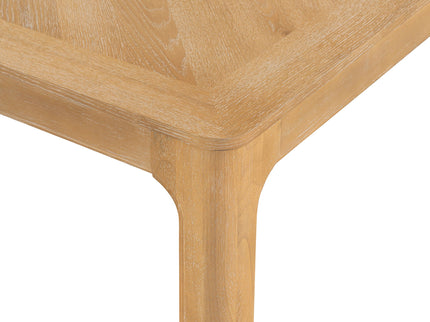 Rectangular Dining Table With Parquet Top, Rounded Corners
