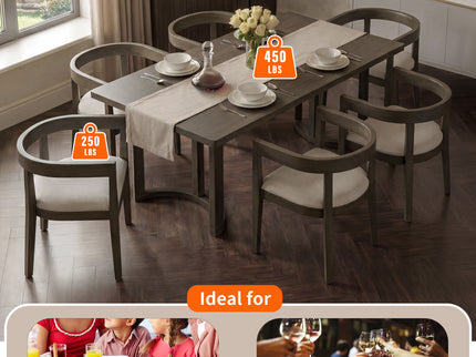 Rectangular Dining Table Set For 6 With Upholstered Barrel Back Chairs