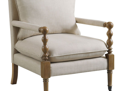Accent Chair With Turned Legs - Beige