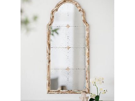 Large & Framed Wall Mirror, Arched Mirror With Decorative Window Look For Living Room - Cream