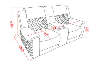 Alicia - Console Reclining Loveseat - Gray Black