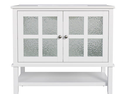 Bathroom Vanity With Ceramic Sink, Adjustable & Open Shelf