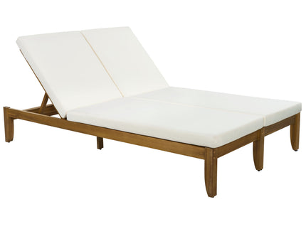 Adjustable Outdoor Patio Lounge Chair 2 Seater Recliner - Beige / Natural