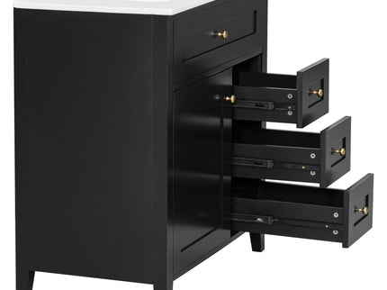 Bathroom Vanity With Sink, 3 Drawers And Adjustable Shelf
