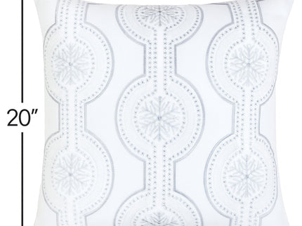 Holiday Throw Pillow With Snowflake Embroidery