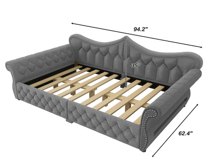 Upholstered Daybed With LED Lighting And Nailhead Trim