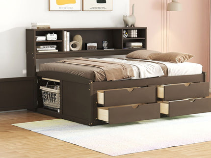 Daybed With 2 Bedside Cabinets, Upper Shelves And 4 Drawers