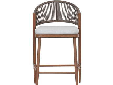 Outdoor 26" Counter Height Metal Frame Counter Stools With Scallop Shaped Backrest & Water Resistant Cushions