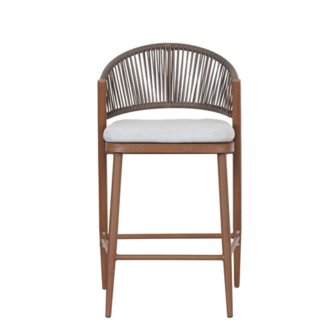Outdoor 26" Counter Height Metal Frame Counter Stools With Scallop Shaped Backrest & Water Resistant Cushions