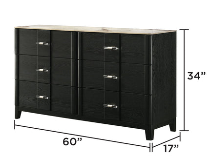 Opel - 6 Drawer Dresser - Black