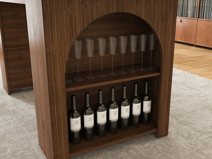 Dining Table With Drawers & Open Storage - Walnut