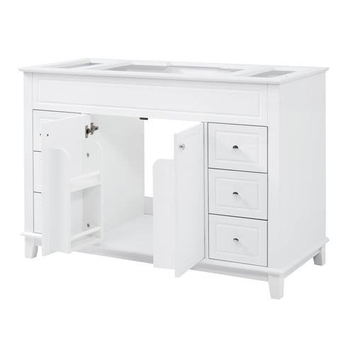 Bathroom Vanity Cabinet Only, 6 Soft Close Drawers & Double Doors With 2 Tier Shelves - White