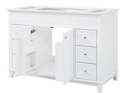 Bathroom Vanity Cabinet Only, 6 Soft Close Drawers & Double Doors - White